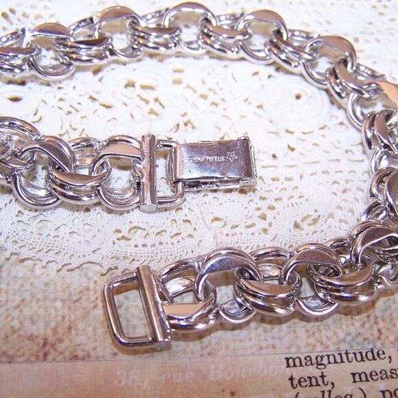 Ballou Sterling Silver Double Link Starter Charm Bracelet - 8.25" Long - Picture 11 of 11